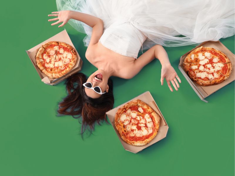 wedding with pizza